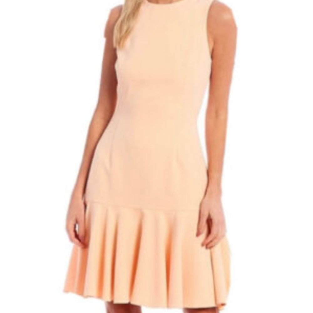 NWT Antonio Melani Nasri Flounce Peachy Blossom midi dress